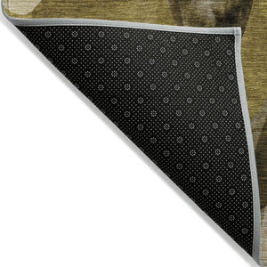 Homeroots 5' X 8' Abstract Washable Non-skid Area Rug For Indoor & Outdoor Spaces - Stain Resistant Design Coffee Polyester 561580