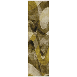 Homeroots 5' X 8' Abstract Washable Non-skid Area Rug For Indoor & Outdoor Spaces - Stain Resistant Design Coffee Polyester 561580