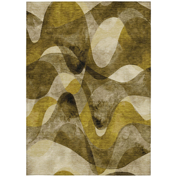 Homeroots 3' X 5' Coffee Abstract Washable Non Skid Indoor Outdoor Area Rug Coffee Polyester 561582