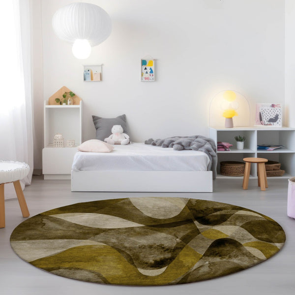 HomeRoots 5' X 8' Abstract Washable Non-Skid Area Rug - Perfect for Indoor or Outdoor Spaces, Stain-Resistant Coffee 561584