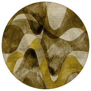 HomeRoots 5' X 8' Abstract Washable Non-Skid Area Rug - Perfect for Indoor or Outdoor Spaces, Stain-Resistant Coffee 561584