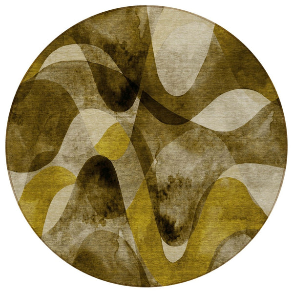 HomeRoots 5' X 8' Abstract Washable Non-Skid Area Rug - Perfect for Indoor or Outdoor Spaces, Stain-Resistant Coffee 561584