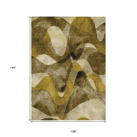 Homeroots 5' X 8' Abstract Washable Non-skid Area Rug For Indoor & Outdoor Spaces - Stain Resistant Design Coffee Polyester 561586