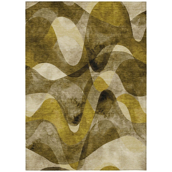 HomeRoots 5' X 8' Abstract Washable Non-Skid Area Rug - Perfect for Indoor or Outdoor Spaces, Stain-Resistant Coffee 561586