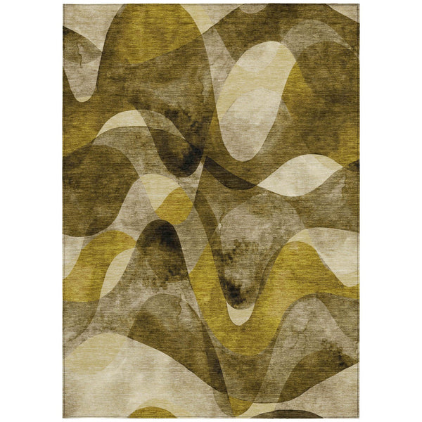 Homeroots 5' X 8' Abstract Washable Non-skid Area Rug For Indoor & Outdoor Spaces - Stain Resistant Design Coffee Polyester 561586
