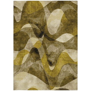 Homeroots 5' X 8' Abstract Washable Non-skid Area Rug For Indoor & Outdoor Spaces - Stain Resistant Design Coffee Polyester 561587