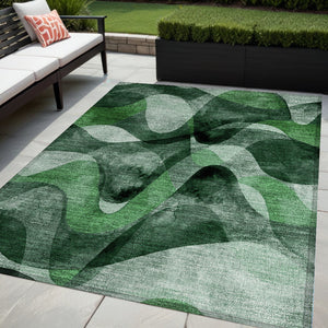 Homeroots 5' X 8' Abstract Washable Non-skid Area Rug For Indoor & Outdoor Spaces - Stain Resistant Design Fern Polyester 561592