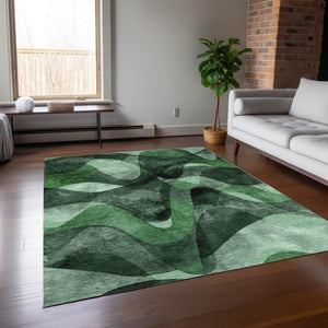 Homeroots 5' X 8' Abstract Washable Non-skid Area Rug For Indoor & Outdoor Spaces - Stain Resistant Design Fern Polyester 561592