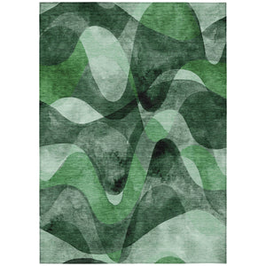 Homeroots 8' X 10' Fern Green Abstract Washable Non Skid Indoor Outdoor Area Rug Fern Polyester 561594