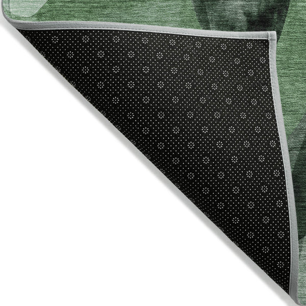 Homeroots 9' X 12' Fern Green Abstract Washable Non Skid Indoor Outdoor Area Rug Fern Polyester 561595