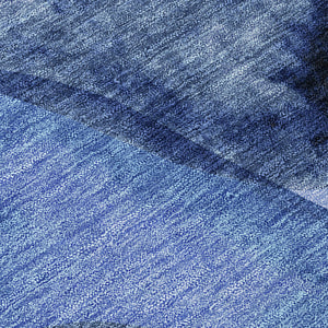 Homeroots 2' X 8' Navy Blue Abstract Washable Non Skid Indoor Outdoor Runner Rug Navy Polyester 561598