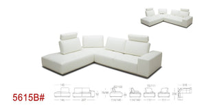 VIG Furniture Martha Right-Facing Modern Sectional Sofa In Off-White Leather Split With Tufted Seats & Adjustable Backs VGKK5615B-M2827