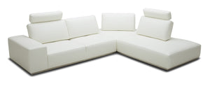 VIG Furniture Martha Right-Facing Modern Sectional Sofa In Off-White Leather Split With Tufted Seats & Adjustable Backs VGKK5615B-M2827