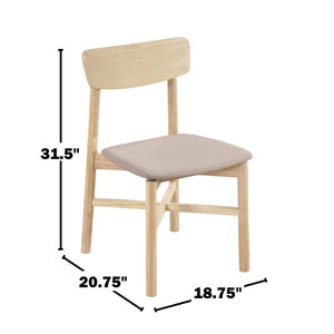 English Elm Set of 2 Tan Fabric Dining Chairs with Whitewashed Wood Frame Rounded Back B016P445273
