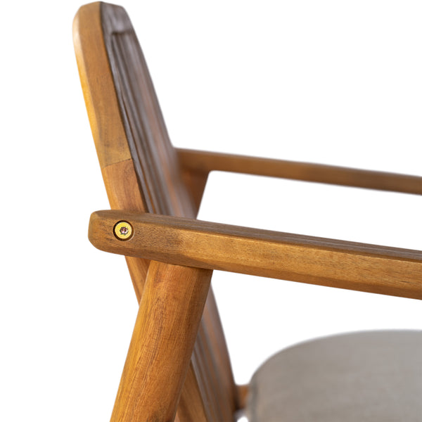 English Elm Christopher Knight Home® - Meja Teak Club Chair Set of 2 with Beige Cushions — Acacia & Eucalyptus Wood, Sleek Outdoor Design N775P282498T
