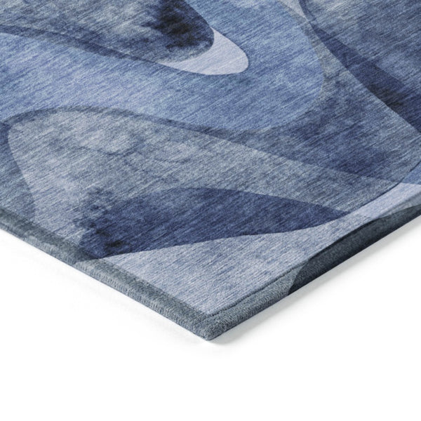 HomeRoots 5' X 8' Abstract Washable Non-Skid Area Rug - Perfect for Indoor or Outdoor Spaces, Stain-Resistant Navy 561604
