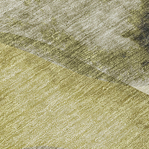 Homeroots 5' X 8' Abstract Washable Non-skid Area Rug For Indoor & Outdoor Spaces - Stain Resistant Design Olive Polyester 561607