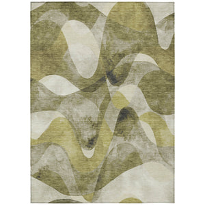 Homeroots 5' X 8' Olive Green Abstract Washable Non Skid Indoor Outdoor Area Rug Olive Polyester 561610