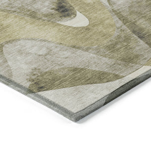 Homeroots 5' X 8' Olive Green Abstract Washable Non Skid Indoor Outdoor Area Rug Olive Polyester 561610