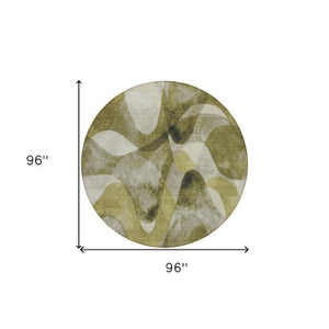 Homeroots 5' X 8' Abstract Washable Non-skid Area Rug For Indoor & Outdoor Spaces - Stain Resistant Design Olive Polyester 561611