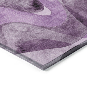 Homeroots 5' X 8' Abstract Washable Non-skid Area Rug For Indoor & Outdoor Spaces - Stain Resistant Design Purple Polyester 561616