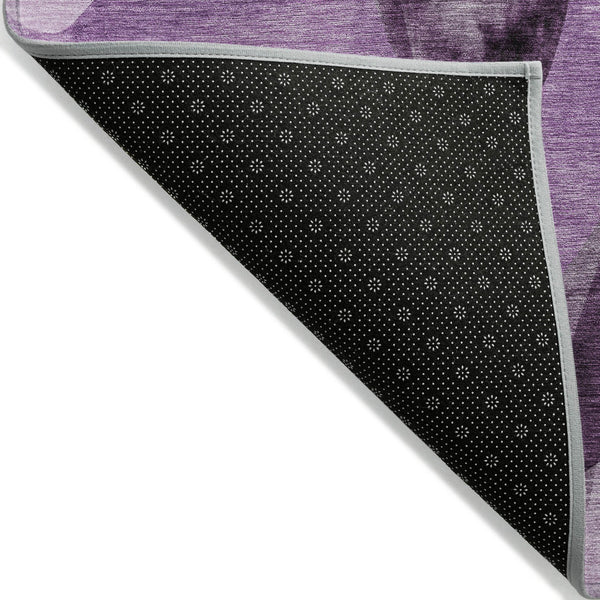 Homeroots 5' X 8' Abstract Washable Non-skid Area Rug For Indoor & Outdoor Spaces - Stain Resistant Design Purple Polyester 561619
