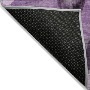 Homeroots 8' X 8' Purple Round Abstract Washable Non Skid Indoor Outdoor Area Rug Purple Polyester 561620