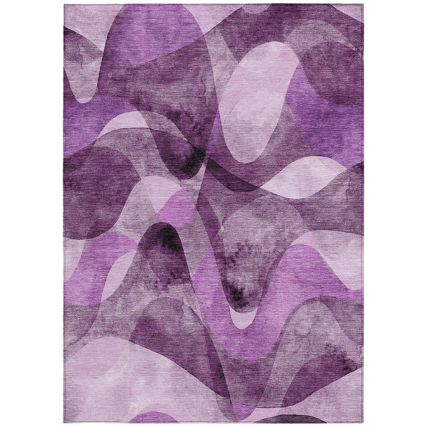 HomeRoots 5' X 8' Abstract Washable Non-Skid Area Rug - Perfect for Indoor or Outdoor Spaces, Stain-Resistant Purple 561623