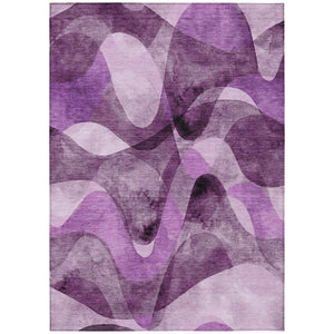 Homeroots 10' X 14' Purple Abstract Washable Non Skid Indoor Outdoor Area Rug Purple Polyester 561623