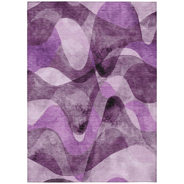 Homeroots 10' X 14' Purple Abstract Washable Non Skid Indoor Outdoor Area Rug Purple Polyester 561623