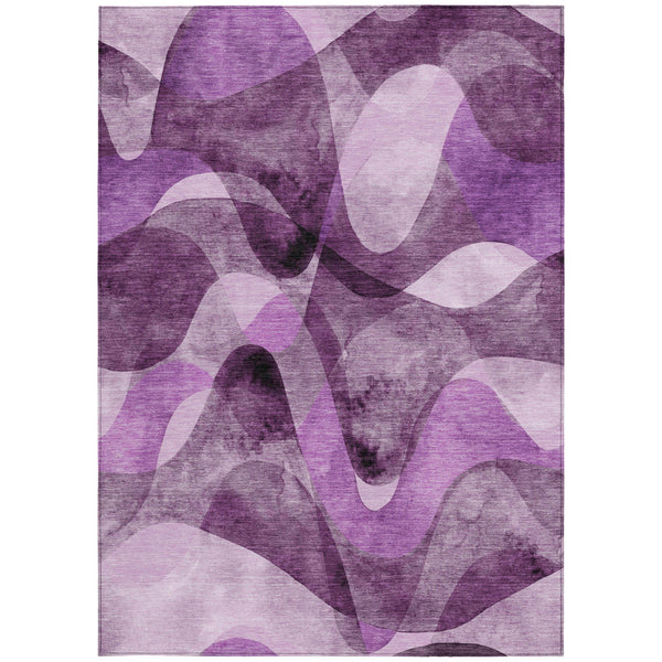 Homeroots 10' X 14' Purple Abstract Washable Non Skid Indoor Outdoor Area Rug Purple Polyester 561623
