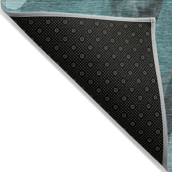 HomeRoots 5' X 8' Abstract Washable Non-Skid Area Rug - Perfect for Indoor or Outdoor Spaces, Stain-Resistant Teal 561629