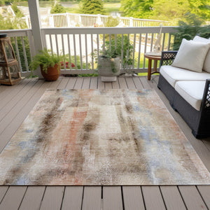 Homeroots 3' Washable Non-skid Indoor Outdoor Area Rug – Stylish Stain Resistant Design For Family Spaces Beige Polyester 561636