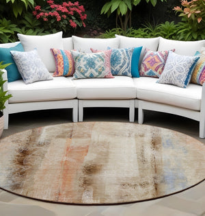 HomeRoots 5' X 8' Washable Non-Skid Area Rug for Indoor & Outdoor Spaces, Durable & Stylish Floor Covering Beige 561638