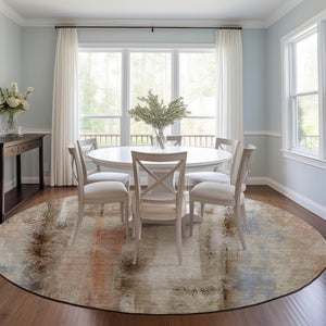 Homeroots 3' Washable Non-skid Indoor Outdoor Area Rug – Stylish Stain Resistant Design For Family Spaces Beige Polyester 561638