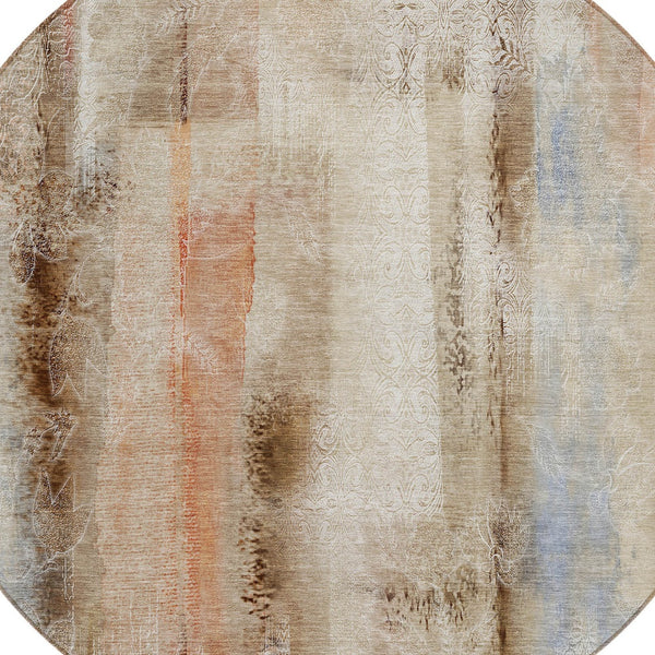 Homeroots 3' Washable Non-skid Indoor Outdoor Area Rug – Stylish Stain Resistant Design For Family Spaces Beige Polyester 561638