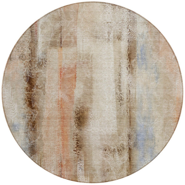 Homeroots 3' Washable Non-skid Indoor Outdoor Area Rug – Stylish Stain Resistant Design For Family Spaces Beige Polyester 561638