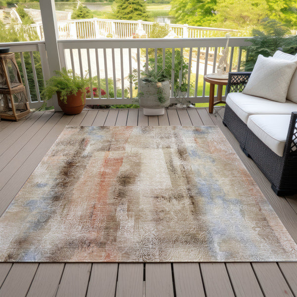 Homeroots 10' X 14' Beige And Brown Washable Non Skid Indoor Outdoor Area Rug Beige Polyester 561641