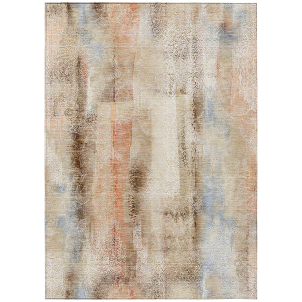 Homeroots 10' X 14' Beige And Brown Washable Non Skid Indoor Outdoor Area Rug Beige Polyester 561641