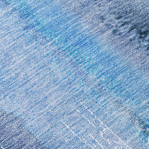 Homeroots 8' Runner Blue Washable Non Skid Indoor Outdoor Runner Rug Blue Polyester 561643