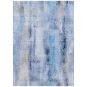 Homeroots 3' Washable Non-skid Indoor Outdoor Area Rug – Stylish Stain Resistant Design For Family Spaces Blue Polyester 561645