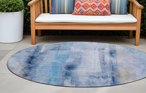 Homeroots 3' Washable Non-skid Indoor Outdoor Area Rug – Stylish Stain Resistant Design For Family Spaces Blue Polyester 561647