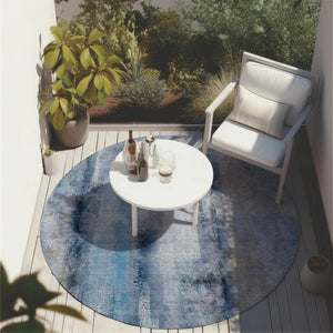 Homeroots 3' Washable Non-skid Indoor Outdoor Area Rug – Stylish Stain Resistant Design For Family Spaces Blue Polyester 561647