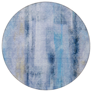 Homeroots 3' Washable Non-skid Indoor Outdoor Area Rug – Stylish Stain Resistant Design For Family Spaces Blue Polyester 561647