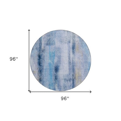 Homeroots 3' Washable Non-skid Indoor Outdoor Area Rug – Stylish Stain Resistant Design For Family Spaces Blue Polyester 561647