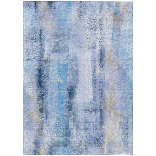 Homeroots 8' X 10' Blue Washable Non Skid Indoor Outdoor Area Rug Blue Polyester 561648
