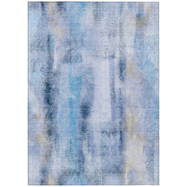 HomeRoots 5' X 8' Washable Non-Skid Area Rug for Indoor & Outdoor Spaces, Durable & Stylish Floor Covering Blue 561649
