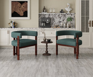 English Elm Modern Chenille Barrel Dining Chair with Padded Foam Seat, Sturdy Metal Legs, 300lb Capacity, Versatile Accent Emerald W395P233455