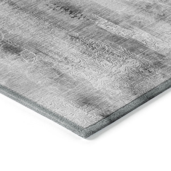 Homeroots 8' Runner Gray Washable Non Skid Indoor Outdoor Runner Rug Gray Polyester 561652