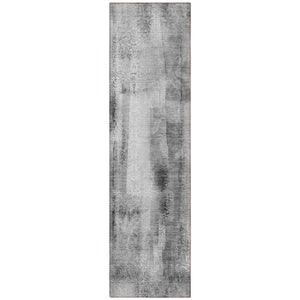 Homeroots 8' Runner Gray Washable Non Skid Indoor Outdoor Runner Rug Gray Polyester 561652